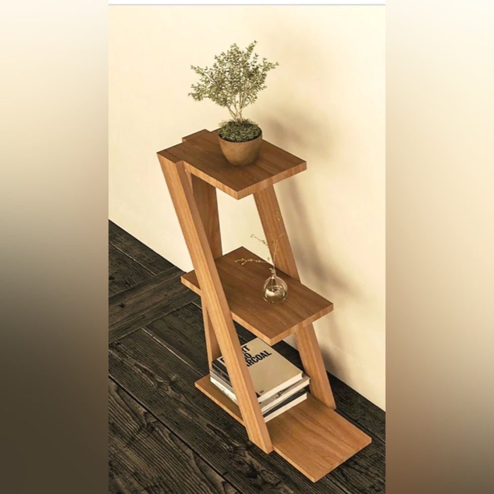 3 top standing shelf, Real wood & and ready to decorate!!